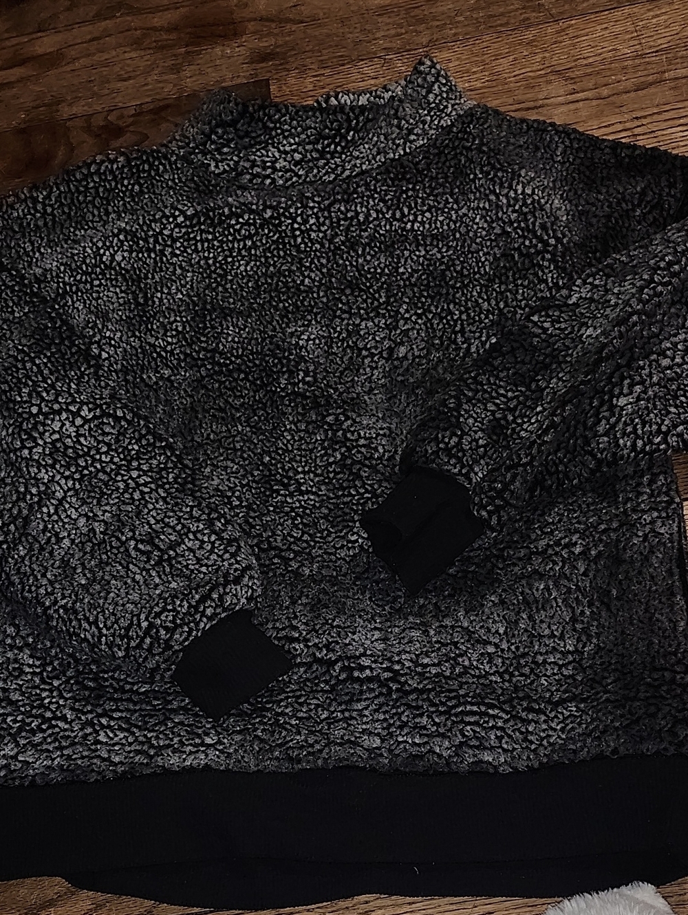 Poof! Charcoal and Black Sherpa Crewneck Sweater